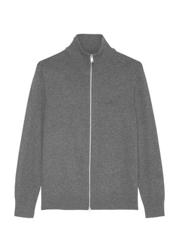 Zipper-Strickjacke regular Grau L