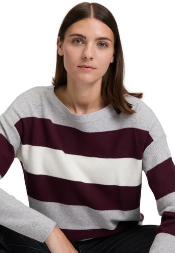 Strickpullover 38 Gerade - Grey/dark Red