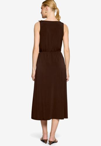 Midikleid tailliert mit Wasserfallausschnitt