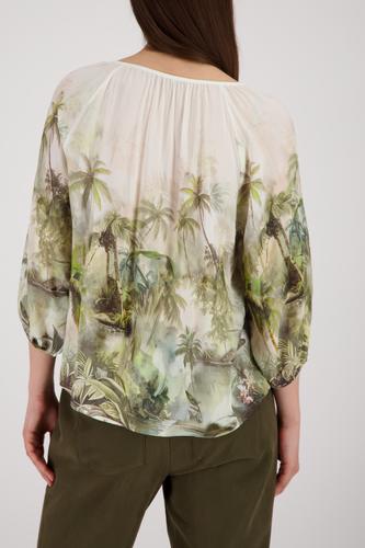 Bluse mit tropischen Print