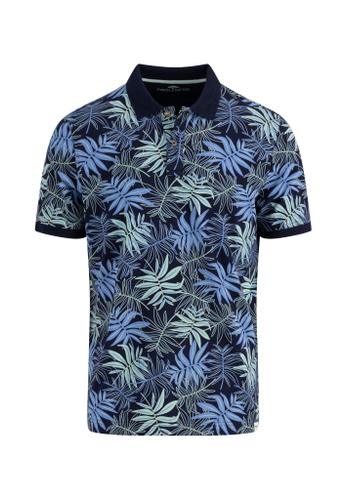 Polo, slub, AOP L Casual Fit - Navy