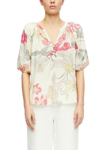 Bluse 42 - Beige|mehrfarbig