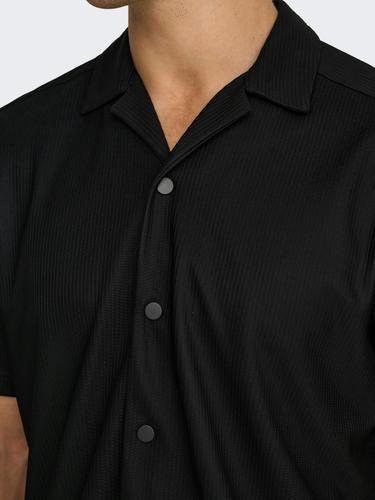 ONSKARI LIFE RLX RESORT SS PLIZZE SHIRT L Locker geschnitten - Black