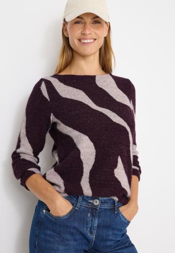 Gemustertes Federgarn Shirt L - Eggplant Red