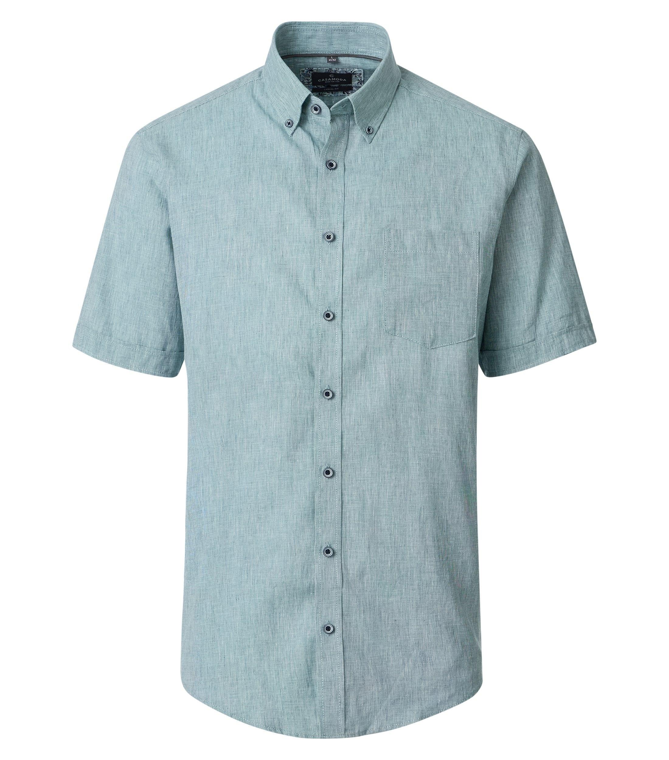 Leinenhemd kurzarm 3XL Comfort Fit - Grün