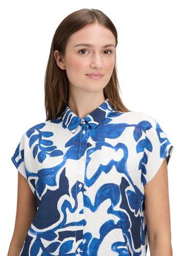 Hemdbluse 46 Lässig - Weiß/Dunkelblau