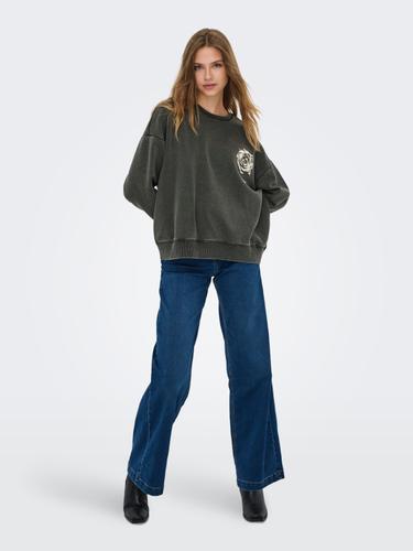 ONLSINNA L/S O-NECK PRINT BOX SWT L Locker geschnitten - Black