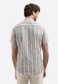 Shirt Short Sleeve Yarn Dyed Dobby Stripe With Linen M Regular Fit - Blue