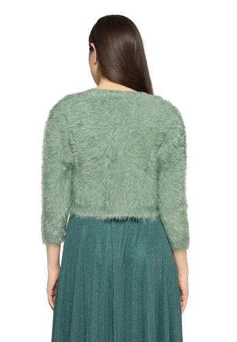 Strickbolero XL Figurnah - Foggy Green
