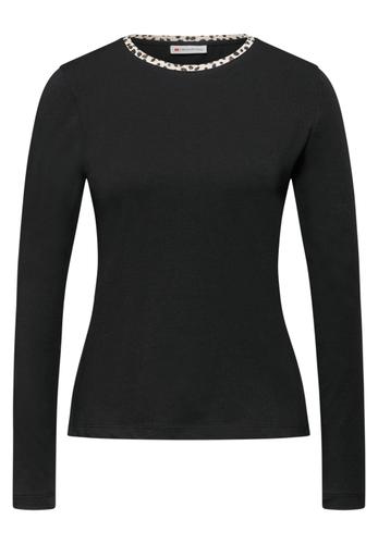 Jersey-Shirt mit Leo-Detail 36 - Black