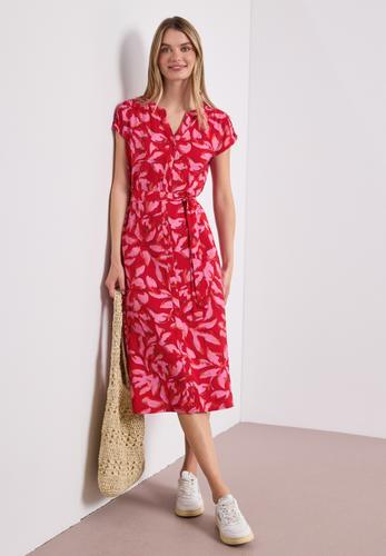 Midi-Kleid mit Split Neck und Print