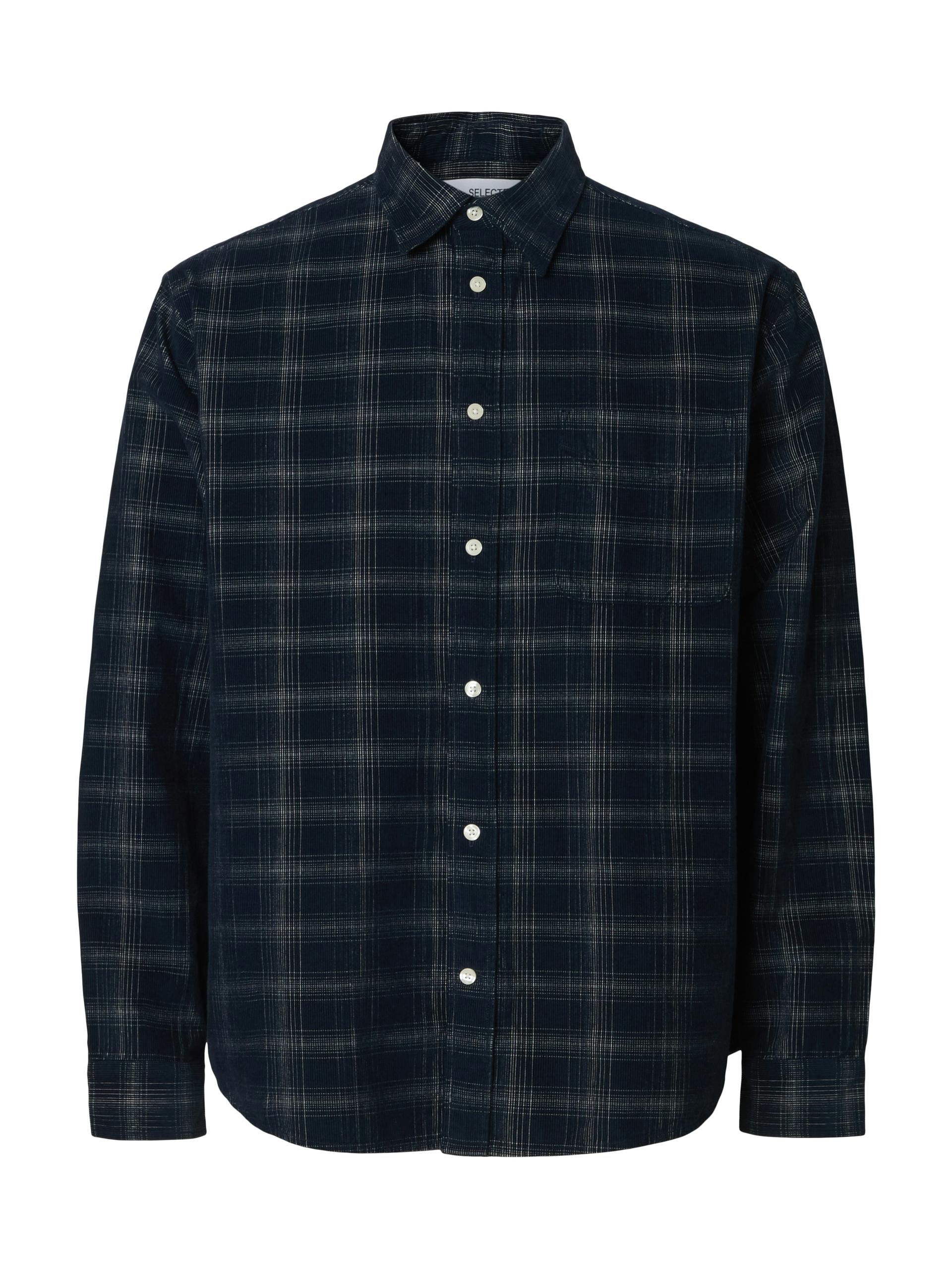 SLMREGCLAUS CORD YD CHECK LS SHIRT XL Normal geschnitten - Navy Blazer