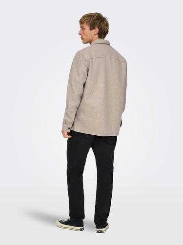 ONSASH OVR WOOLEN LOOK PKT LS SHIRT NOOS M Normal geschnitten - Chinchilla