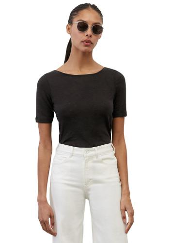 Slub-Jersey-T-Shirt regular Schwarz XS