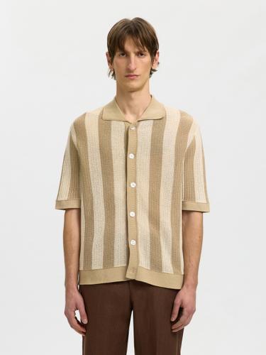 SLHSHANE SS OPEN STRUC POLO CARDIGAN S Locker geschnitten - Birch