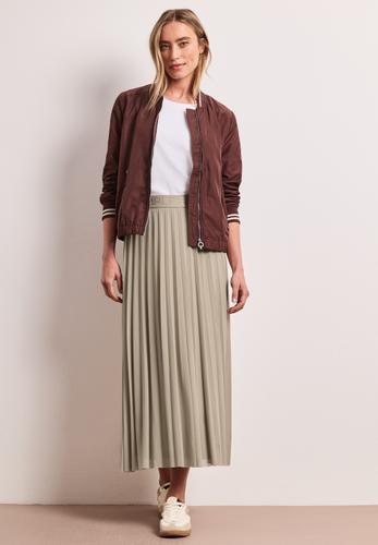Midi-Rock aus Mesh in Plisséestruktur 36 - Timeless Beige