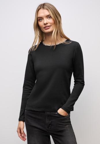 Jersey-Shirt mit Leo-Detail 36 - Black