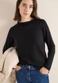 Funnelneck Shirt in Unifarbe - Schwarz / S