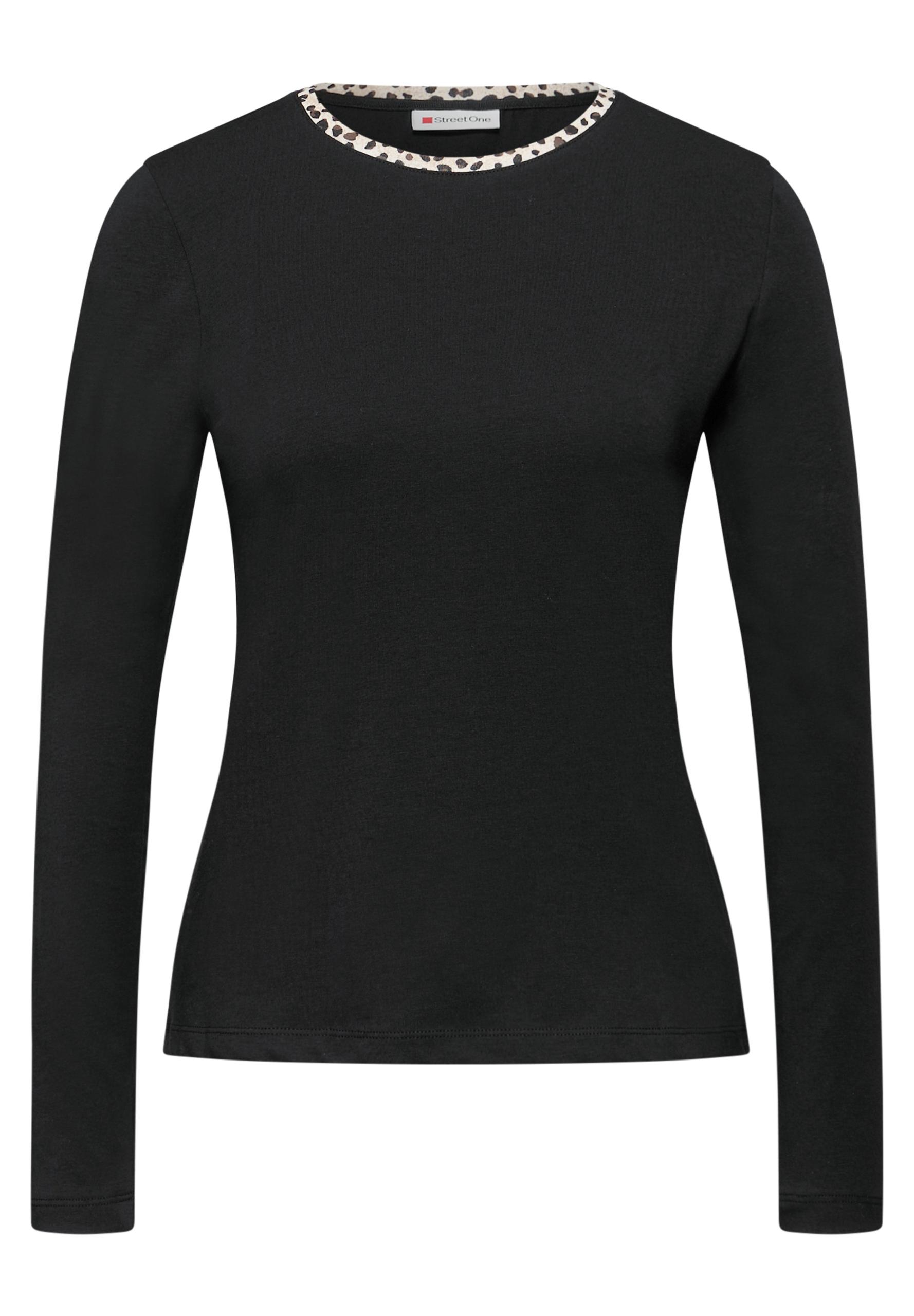 Jersey-Shirt mit Leo-Detail 36 - Black