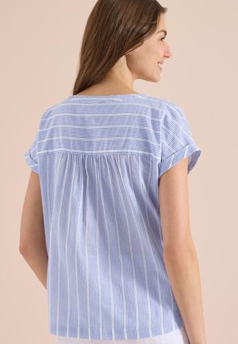 Dropped Shoulder Bluse mit Struktur M - Blouse Blue