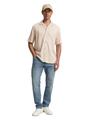 Comfort Fit Kurzarmhemd im Hawaii-Look L Comfort Fit - Beige Mosaic Design