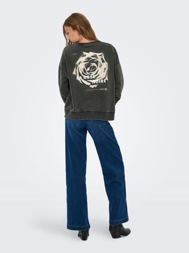 ONLSINNA L/S O-NECK PRINT BOX SWT L Locker geschnitten - Black