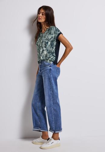 V-Neck Shirt mit Snake Print 38 - Arona Blue