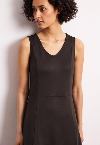 Midi-Kleid ohne Ärmel in Unifarbe