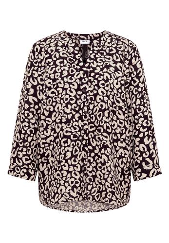 Bluse mit Leo-Muster aus Leinenmix M - Rich Burgundy