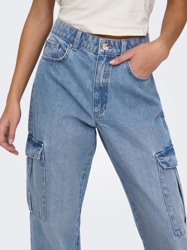 ONLRILEY HW STR CARGO DNM PIM875 NOOS 29/32 Gerade geschnitten - Light Blue Denim
