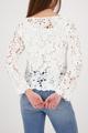 Strickpullover mit Cornelly-Häkelmuster 36 - Off-white