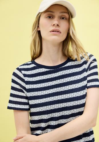 Gestreiftes Ajour-Kleid M - Urban Navy Blue