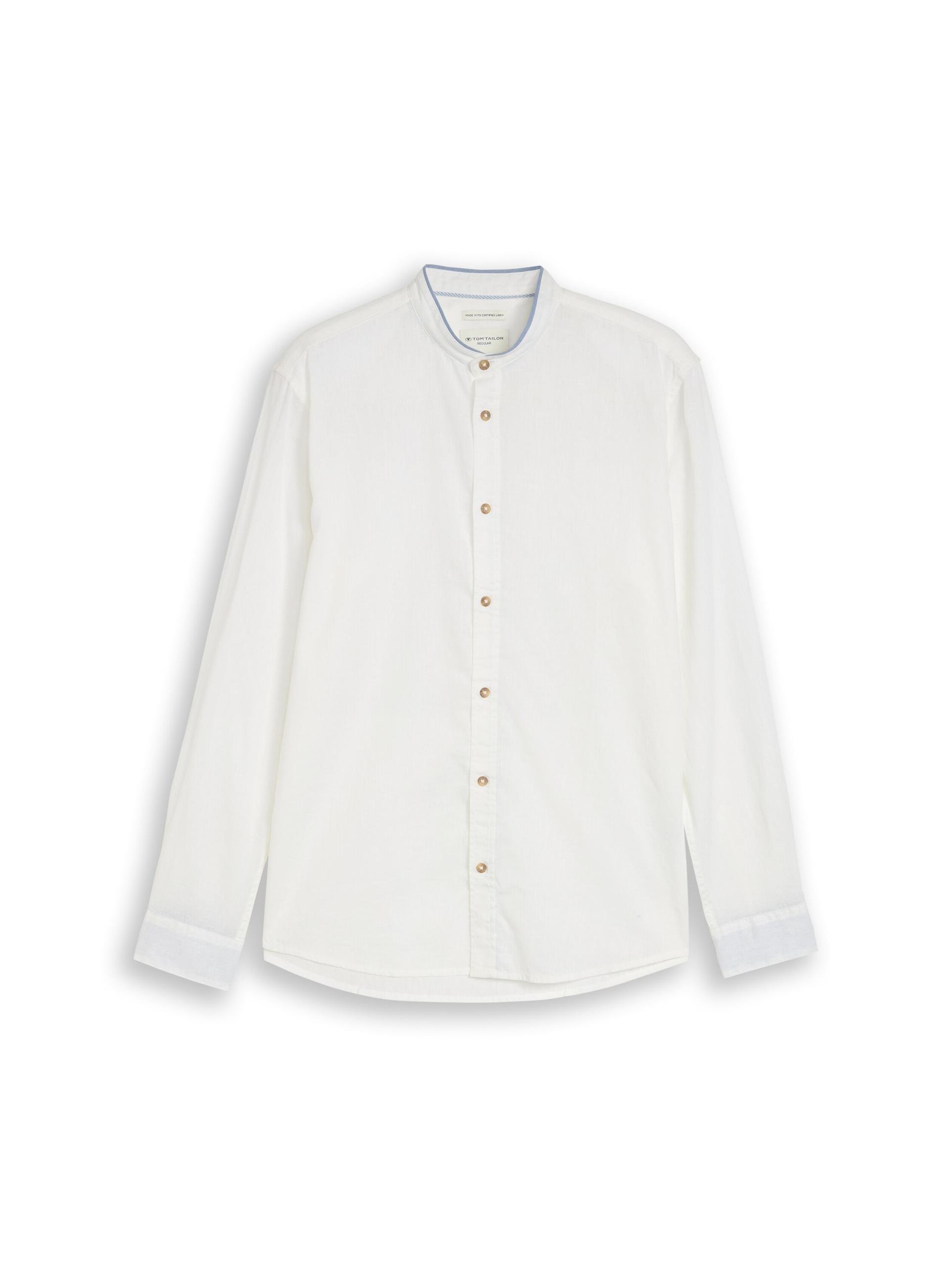 Regular Fit Hemd mit Leinenanteil M Regular Fit - White