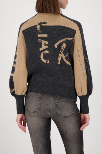 Strickjacke mit Strasssteinen 42 - Anthra Melange Gemustert