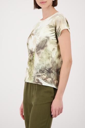 T-Shirt mit tropischen Print 38 - Olive Gemustert