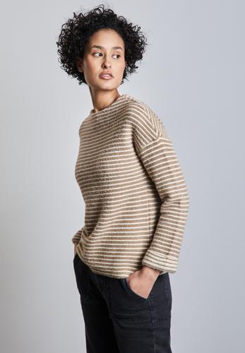 Gestreifter Cosy Pullover 42 - Honey Sand