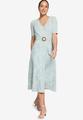 Midikleid mit Blumen-Stickerei 36 - Blue/cream