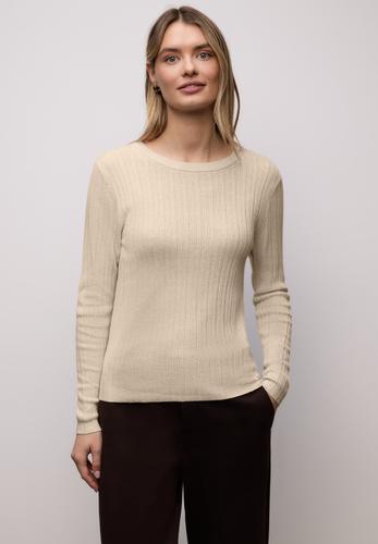 Pullover mit Rippstruktur 40 - Cotton Beige Mel.