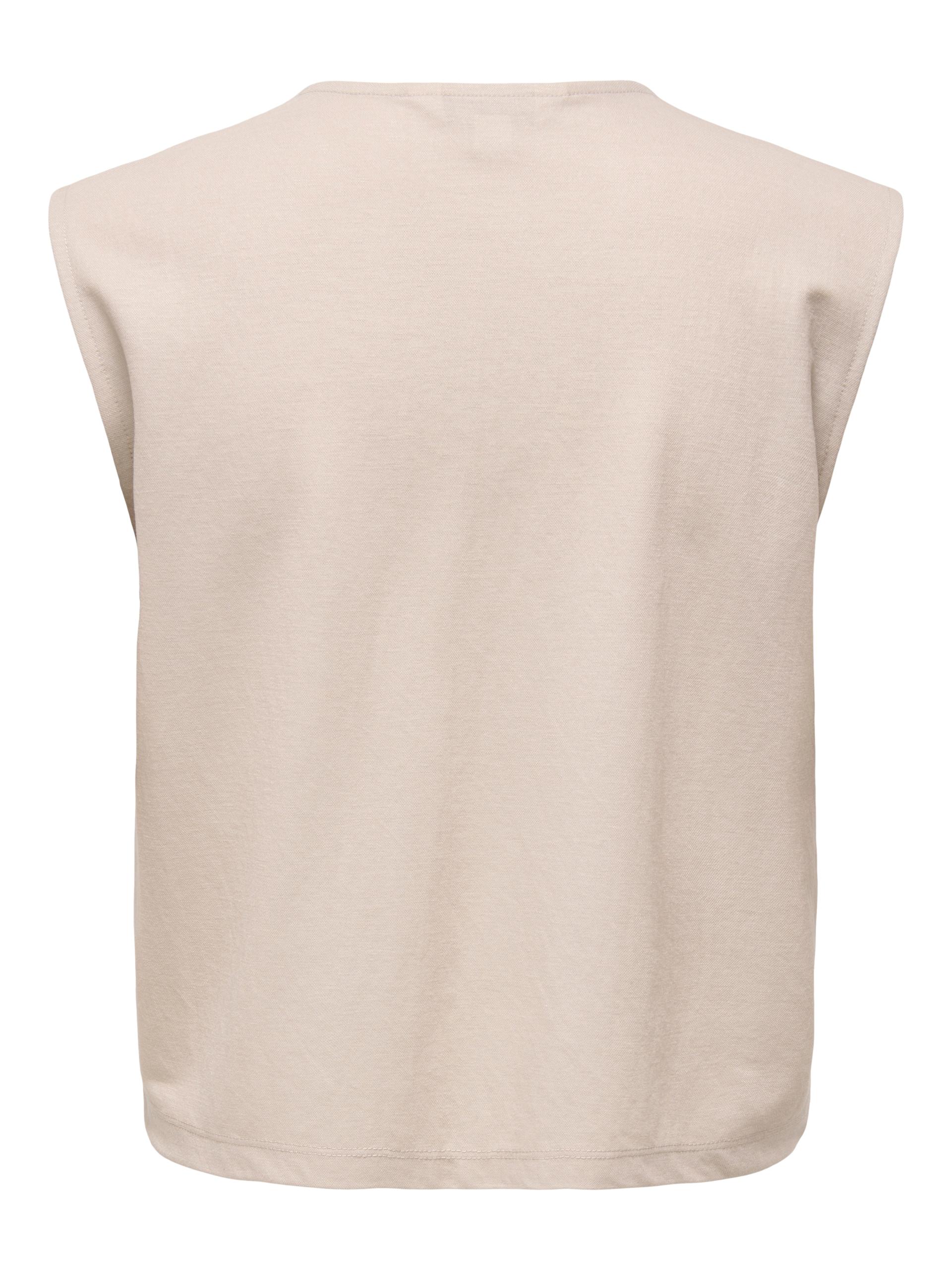 ONLSAKURA SL SHORT TIE TOP WVN M Locker geschnitten - Chateau Gray