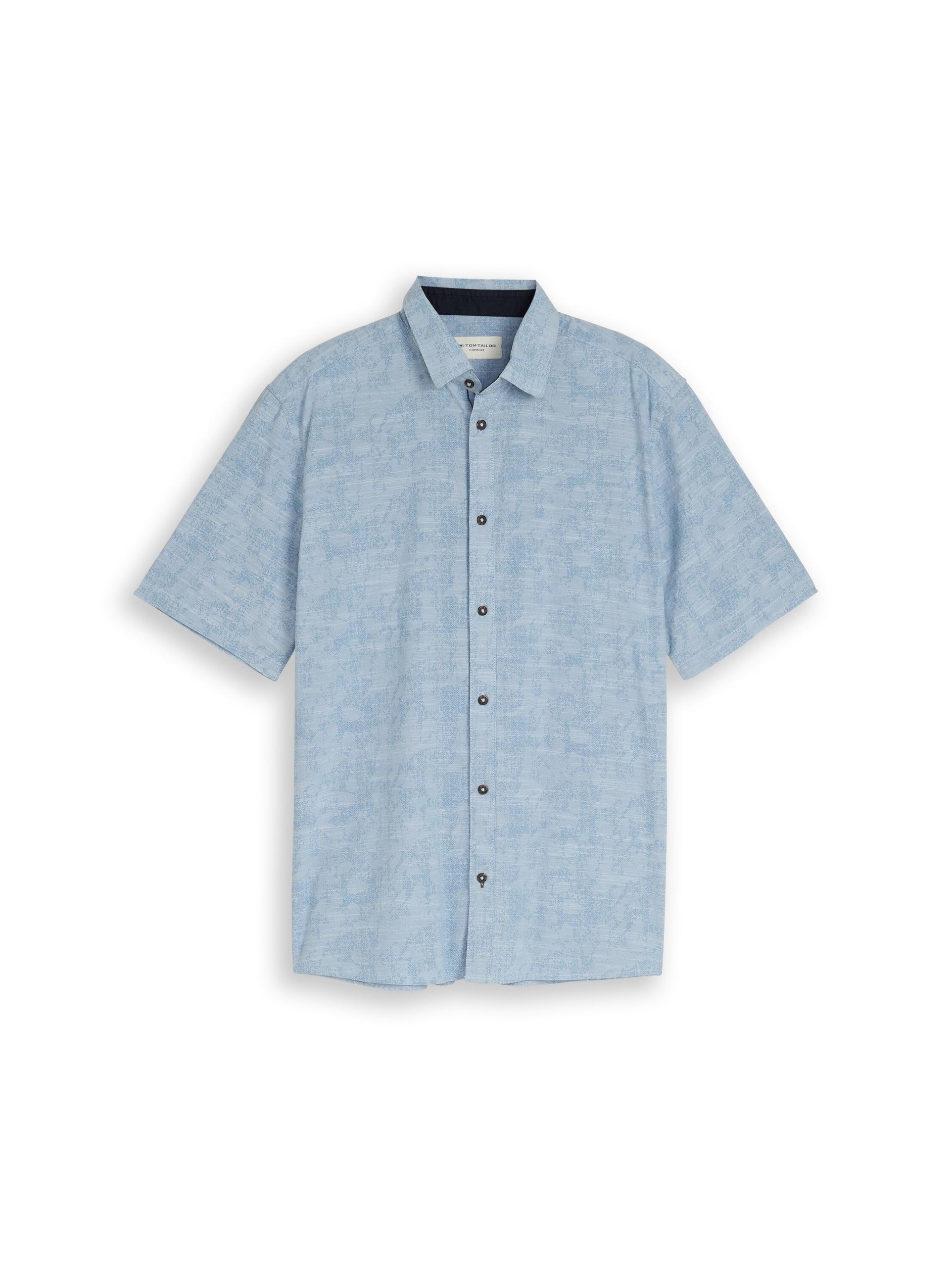 Comfort Fit Kurzarmhemd mit Muster XL Comfort Fit - Light Blue Tonal Design