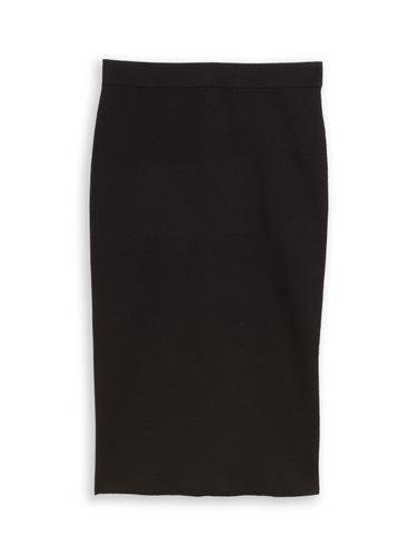Midi-Rock mit Schlitz 38 Regular Fit - Deep Black