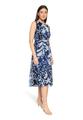 Chiffonkleid 38 Tailliert - Weiß/dunkelblau