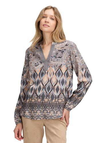 Longbluse 38 Figurumspielend - Grau/beige