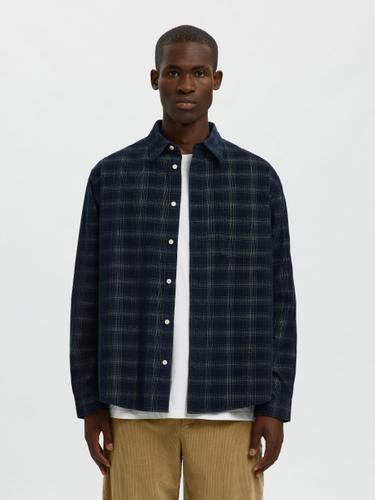 SLMREGCLAUS CORD YD CHECK LS SHIRT XL Normal geschnitten - Navy Blazer