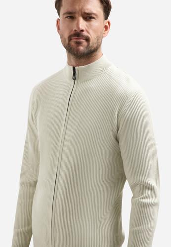 Cardigan Full Zip Tuck Stitch M Regular Fit - Chalk