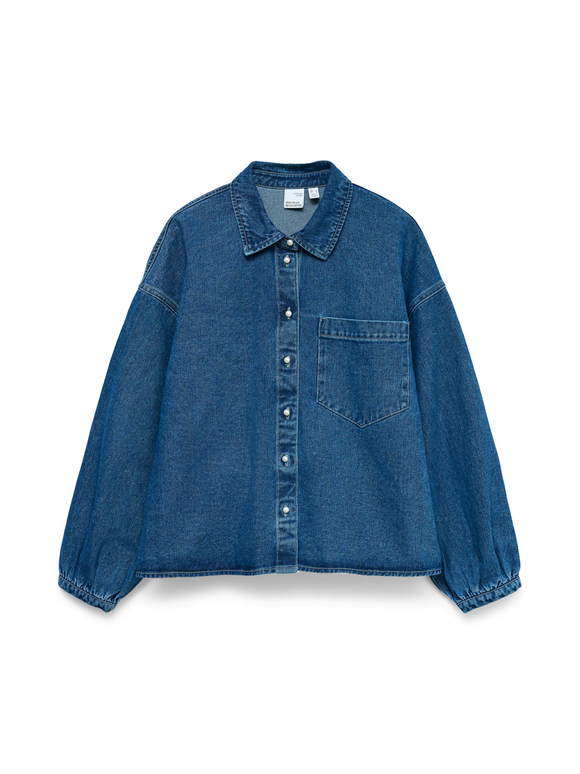 VMELORA LS DENIM SHIRT YO326 L Box Fit - Medium Blue Denim