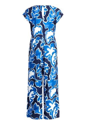 Jumpsuit 40 Tailliert - Weiß/dunkelblau
