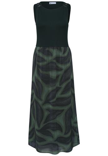 Midi-Kleid mit Strukturmix und Print 38 - Deep Bound Green