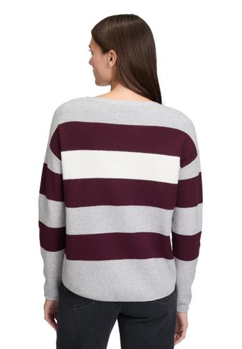 Strickpullover 38 Gerade - Grey/dark Red