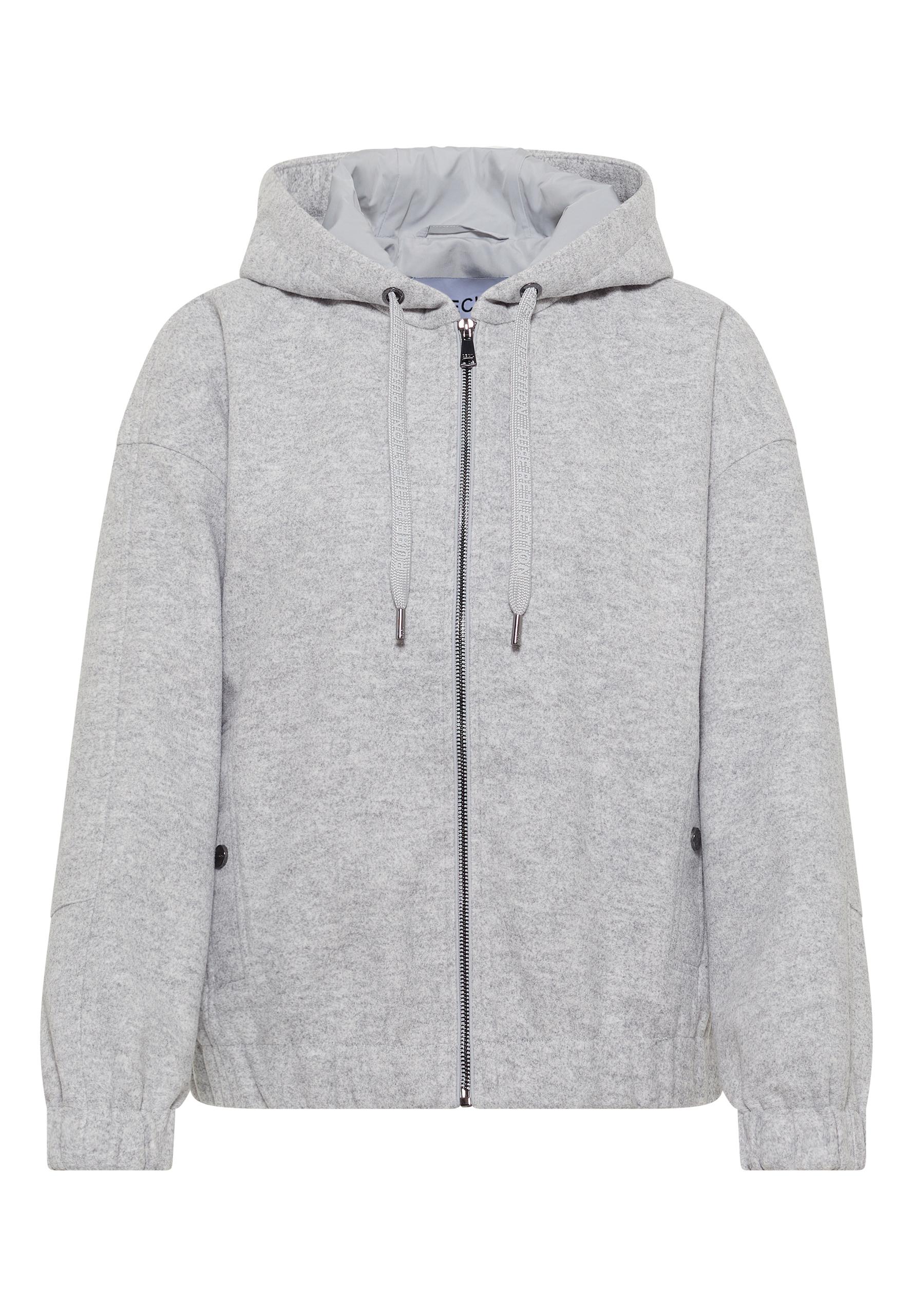 Hoodie Blouson in Wolloptik L - Luna Grey Melange